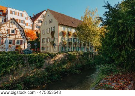 Old National German Town House In Bietigheim-bissingen, Baden-wuerttemberg, Germany, Europe. Old Tow