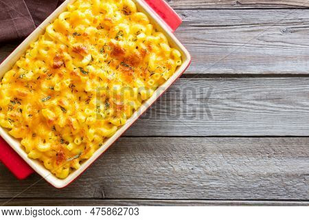 American Dish Mac And Cheese. National Cuisine. Vegetarian Food.