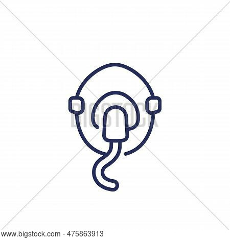 Oxygen Mask Line Icon On White, Vector