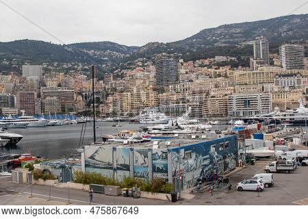 La Condamine, Monaco, April 22nd 2023:- A View Of Port Hercules, The Main Port Of Monaco, Located In