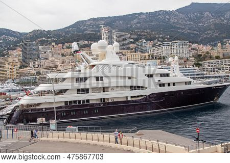 La Condamine, Monaco, April 20th 2023:- A Yacht In Port Hercules, The Main Port Of Monaco, Located I