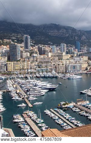 La Condamine, Monaco, April 20th 2023:- A View Of Port Hercules, The Main Port Of Monaco, Located In