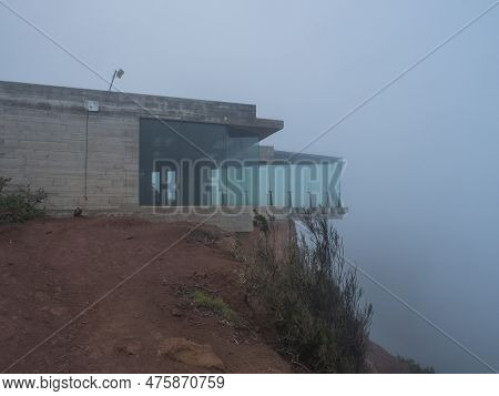 Mirador De Abrante Viewpoint With Glass Observation Balcony Above Agulo Village On Nothern Part Of L