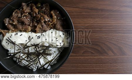 Gyu Cheese Don Consist Of Juicy Beef, Sautéed And Served Over Rice With A Savory, Creamy Cheese Sauc