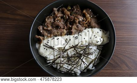 Gyu Cheese Don Consist Of Juicy Beef, Sautéed And Served Over Rice With A Savory, Creamy Cheese Sauc