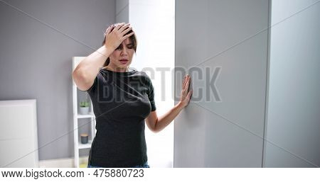 Dizzy Woman With Balance Loss. Vertigo Disorder