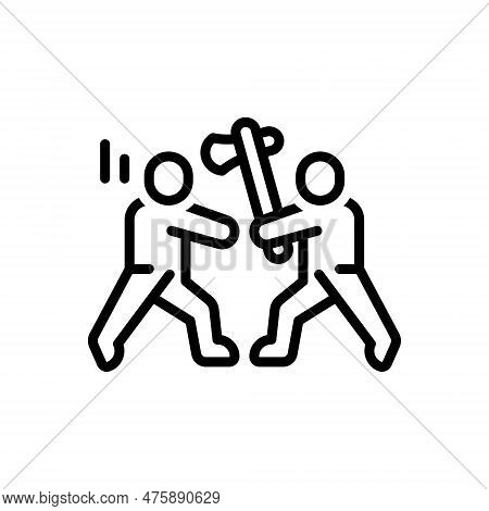 Black Line Icon For Enemies Adversary Opposing Rival Enemy Attack Assault Invasion Onslaught