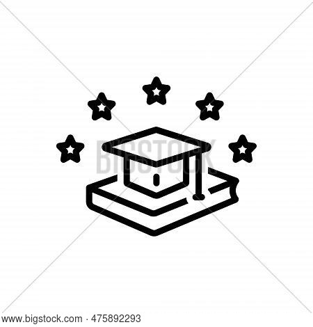 Black Line Icon For Graduation Degree Valedictorian Highest-performing Education Book Diploma Gradua