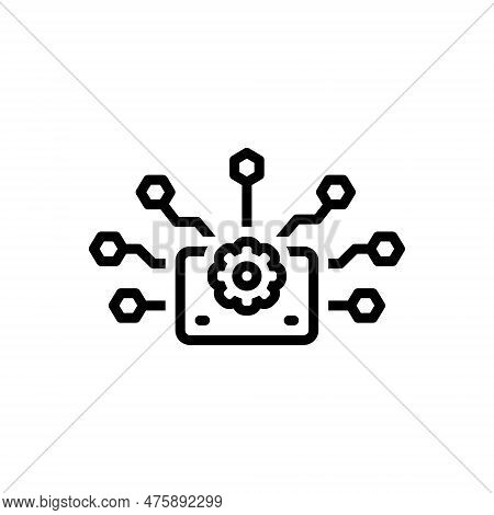 Black Line Icon For Generated Starting Stemming Initiate Engender Produce Connector Digital