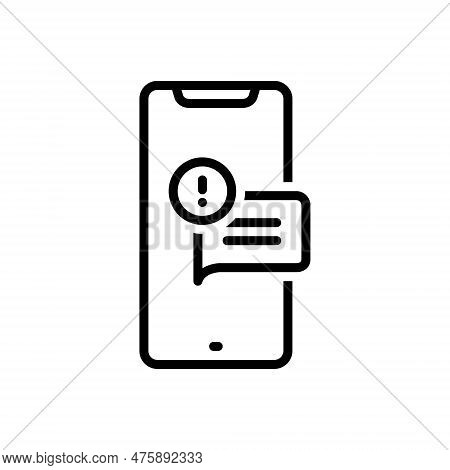 Black Line Icon For Reply Notification Phone Answer Respond Feedback Reaction Message Inbox Chat Sen