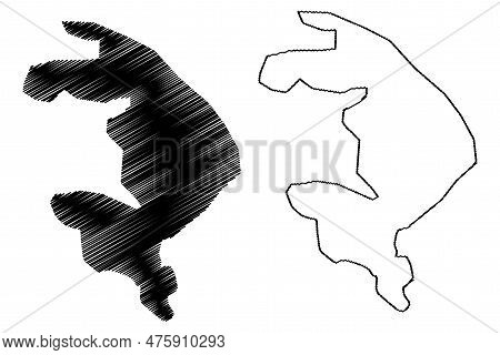 Lake Larnaca (republic Of Cyprus) Map Vector Illustration, Scribble Sketch Larnaca Salt Lake Map