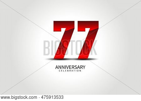 77 Year Anniversary Celebration Logo Red Vector, 77 Number Design, 77th Birthday Logo, Logotype Numb