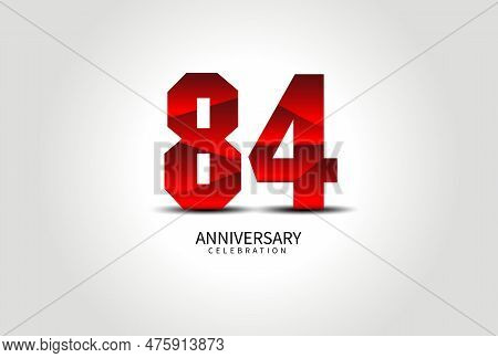 84 Year Anniversary Celebration Logo Red Vector, 84 Number Design, 84th Birthday Logo, Logotype Numb