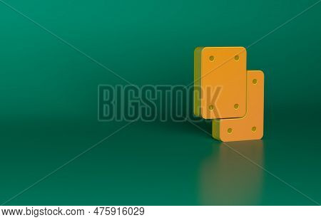 Orange Knee Pads Icon Isolated On Green Background. Extreme Sport. Skateboarding, Bicycle, Roller Sk