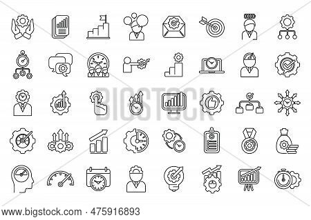 Productivity Icons Set Outline Vector. Increase Production. Work Quality