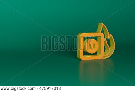 Orange Electric Wiring Of Socket In Fire Icon Isolated On Green Background. Electrical Safety Concep