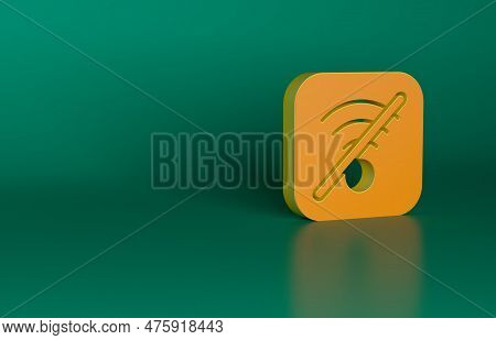 Orange No Wi-fi Wireless Internet Network Symbol Icon Isolated On Green Background. Minimalism Conce