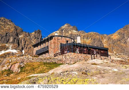 Tatra Mountains, Slovakia - May 19, 2013: Mountain Chalet. High Mountain Hostel Called Teryho Chata 