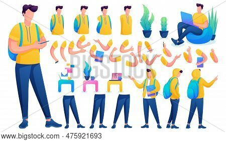 Constructor For Creating A Young Men. Create Your Own Young Men Character With A Set Of Hands And Fe