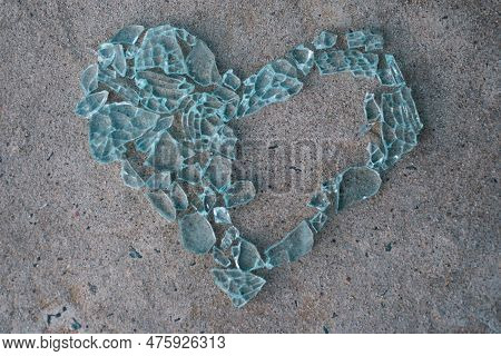 Broken Love Concept. Cracked Heart. Heart Made From Glass. Heart Without Piece.