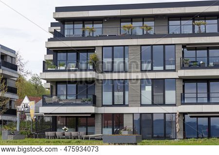 Kressbronn, Germany - April 30, 2023: Modern Buildings On The Street Of Kressbronn Am Bodensee