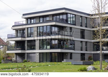 Kressbronn, Germany - April 30, 2023: Modern Buildings On The Street Of Kressbronn Am Bodensee