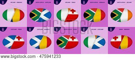 Rugby Versus Icons For Pool B Of International Rugby Tournament 2023, All Games Of Pool B. Vector Il