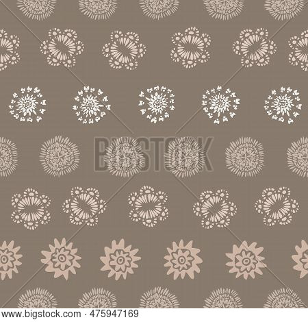 Rows Of Floral Mandalas Seamless Vector Pattern