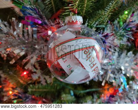 Statistics And Probability And Math Christmas Tree Ornament Decoration On Tree