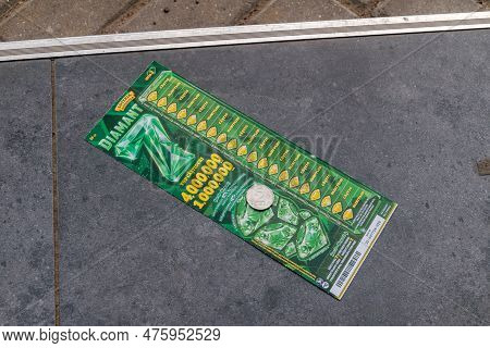 Chisinau, Moldova - March 8, 2023: Moldovan Lottery Scratch Card.