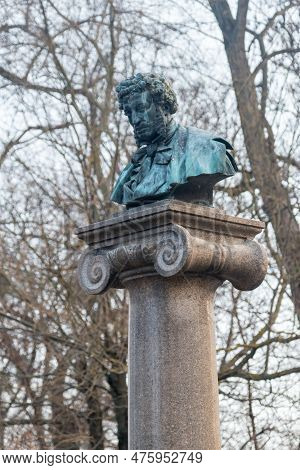 Chisinau, Moldova - March 8, 2023: Bust Of Alexander Sergeyevich Pushkin.