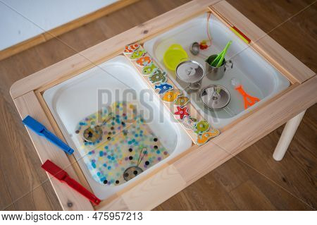 Sensory Water Beads, Hydrogel Balls. Sensory Development And Experiences, Themed Activities With Chi