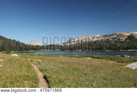 Beartooth High Lakes Trail Along Island Lake In Beartooth Mountains, Wyoming