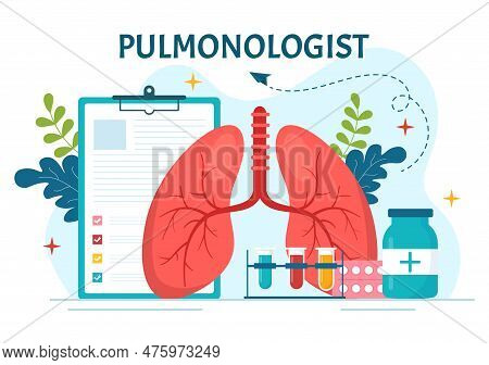Pulmonologist Vector Illustration With Doctor Pulmonology, Lungs Respiratory System Examination And