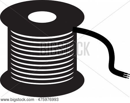 Coil With Wound Wire Icon On White Background. Coil Cable Sign. Electrical Cable Symbol. Wire Icon L
