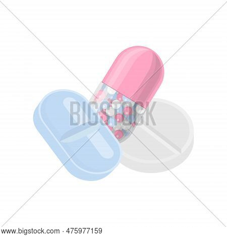 Pills And Drugs Composition Vector Colorful Realistic Icon