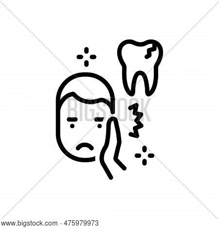 Black Line Icon For Upper Uppermost Upstanding Dental Teeth Denture Dentist Tooth Pain Toothach Gum 
