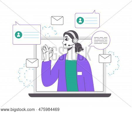 Customer Online Support Service, Hotline Worker. Client Problem Solving Helpline Operators, Customer