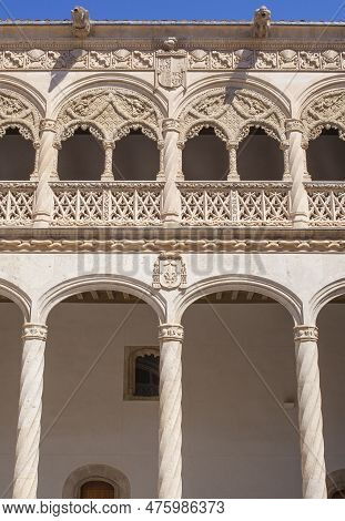 Valladolid, Spain - July 19th, 2020: Colegio De San Gregorio Courtyard. Isabelline Style Building, V