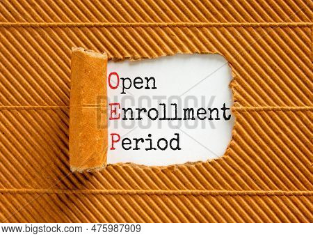 Oep Symbol. Concept Words Oep Open Enrollment Period On Beautiful White Paper. Beautiful White Table