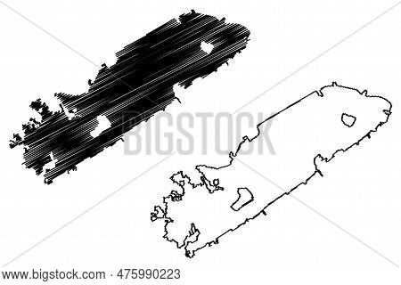 Lake Velence (hungary) Map Vector Illustration, Scribble Sketch Velencei Or Welenzer See Map