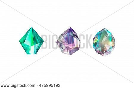 Glass Shiny Crystals With Different Shades Reflecting Lighta Collection Of Images Of Diamonds Of Var