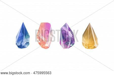 Glass Shiny Crystals With Different Shades Reflecting Lighta Collection Of Images Of Diamonds Of Var
