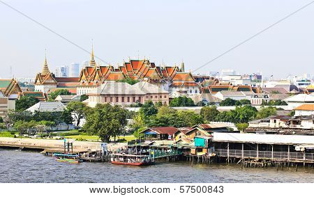 Grand Palace And The City Of Bangkok Along Chao Praya River