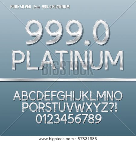 Pure Silver Alphabet And Digit Vector