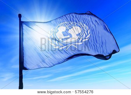 UNICEF flag waving on the wind