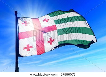 Abkhazia flag waving on the wind