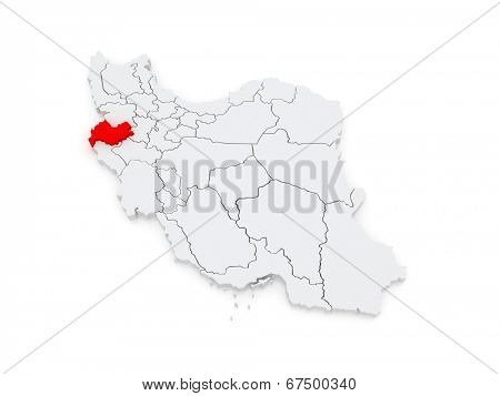 Map of Kermanshah. Iran. 3d