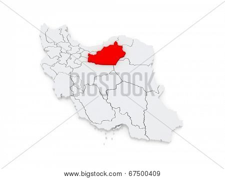 Map of Semnan. Iran. 3d