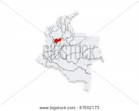 Map of Caldas. Colombia. 3d